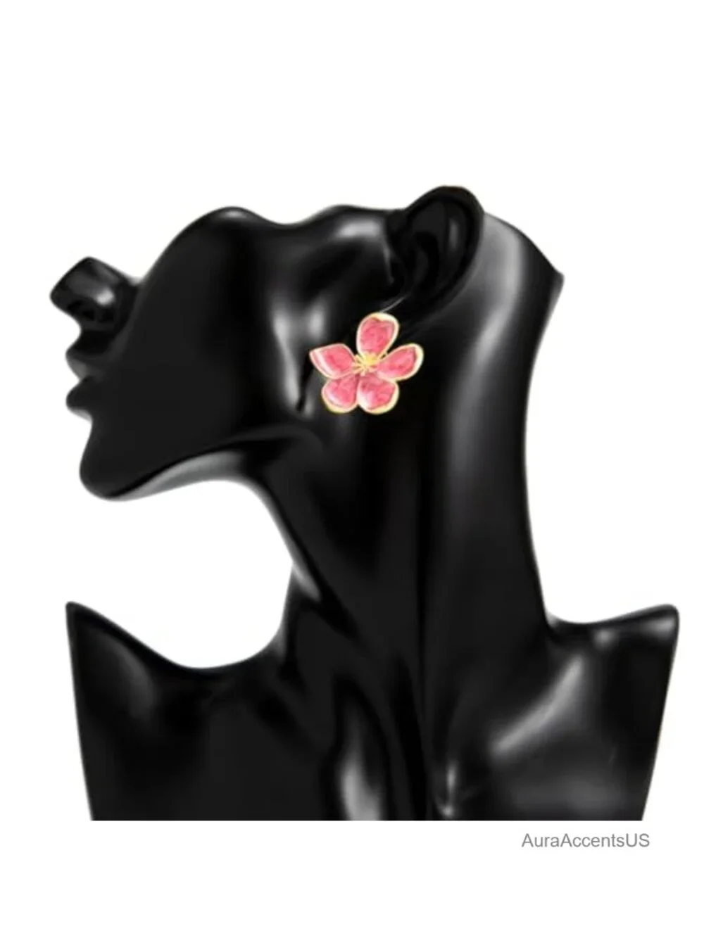 Large Statement Flower Earrings for Women Gold Alloy Enamel Stud Earrings